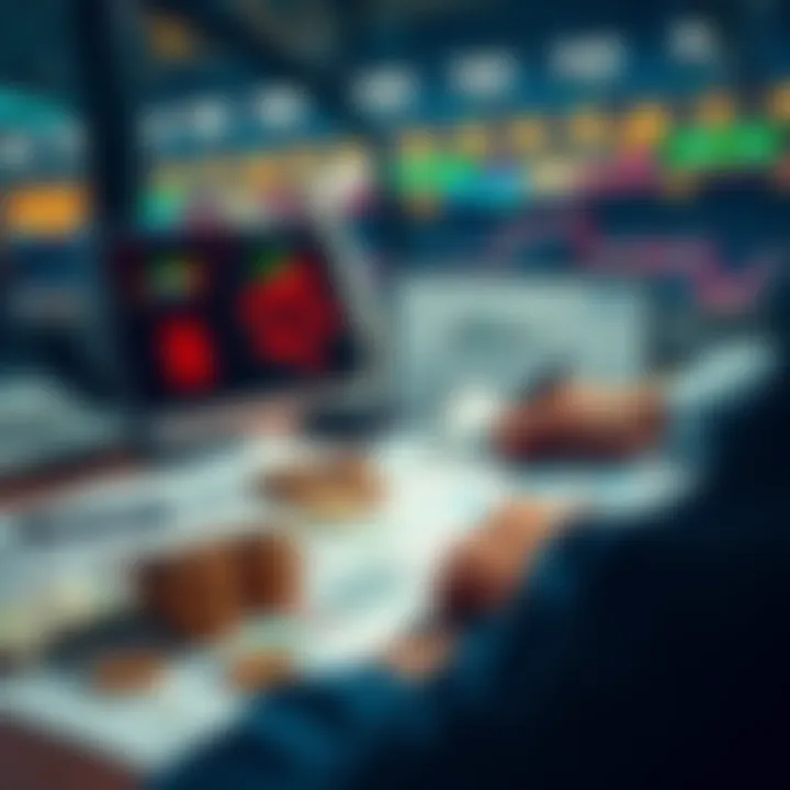 Betting Strategies Person analyzing betting strategies with money and charts on a table