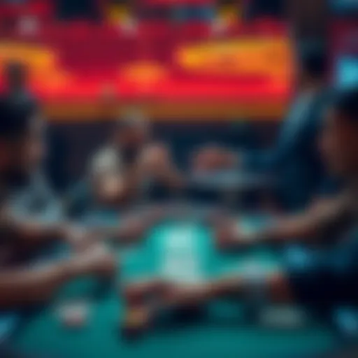 Discussion on Betting Strategies A group of people discussing betting strategies, focused on the concept of third hand without kicker, with cards and chips on the table.