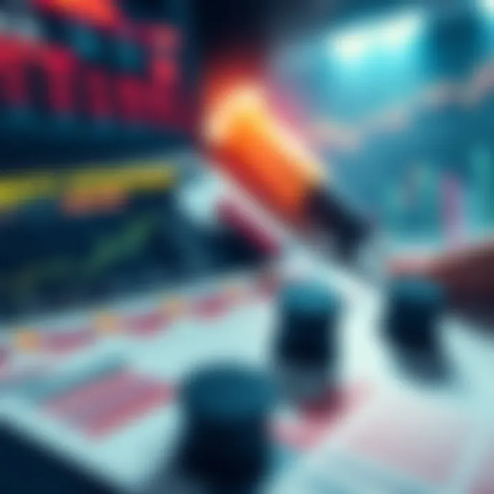 A visual representation of betting strategy with charts and graphs showing odds and analyzing wagers.