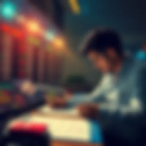 A person studying betting odds and placing a wager on a sports event