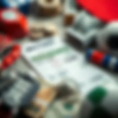 A close-up of a betting slip with odds between -200 and +200, surrounded by money and sports merchandise.