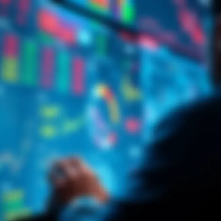A person analyzing betting odds on a digital screen with charts and statistics.