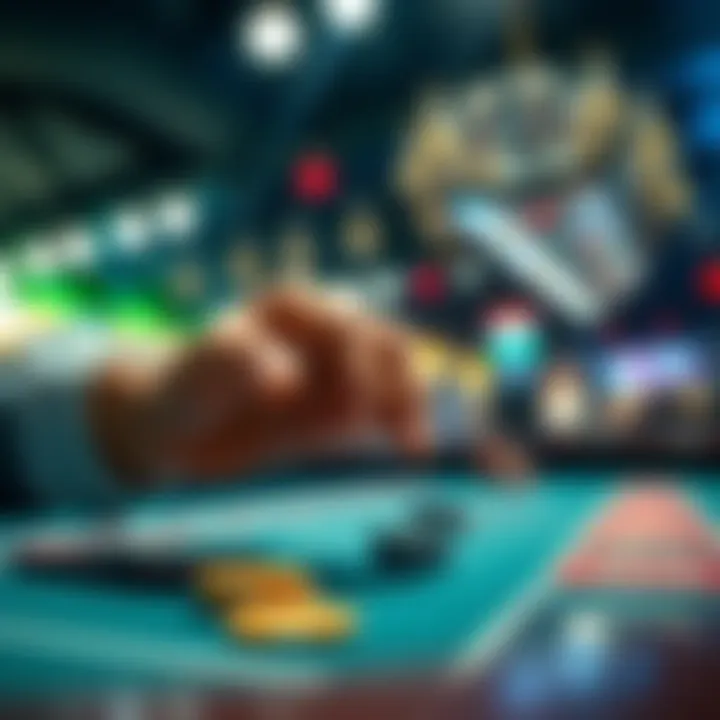 A hand placing chips on a betting table, showing excitement and anticipation for a win