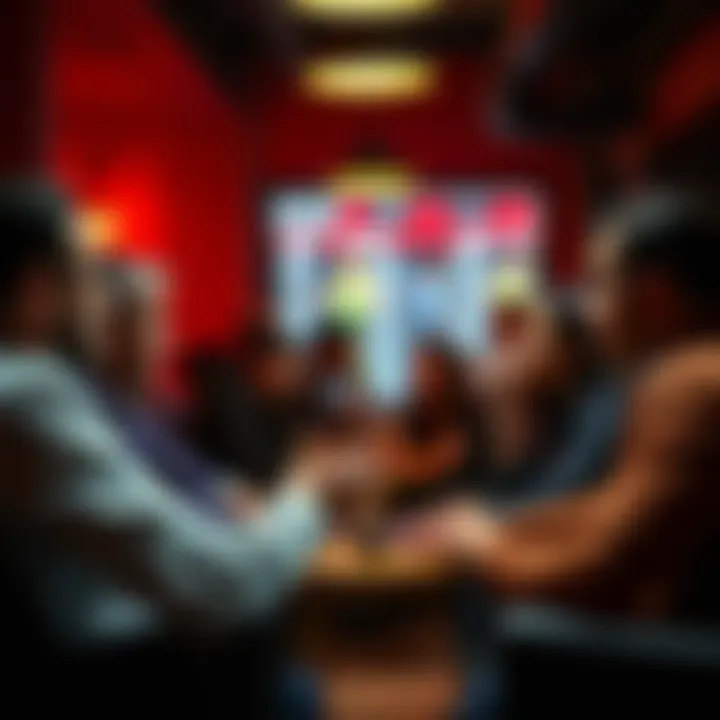 A group of individuals engaging in a conversation about betting strategies in a cozy setting