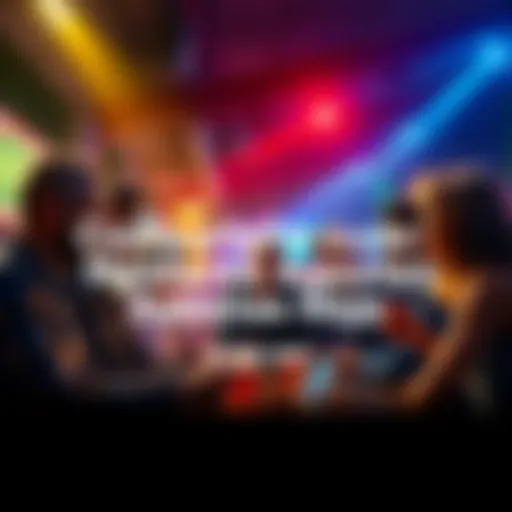 A group of people discussing and sharing their best betting choices in a lively setting