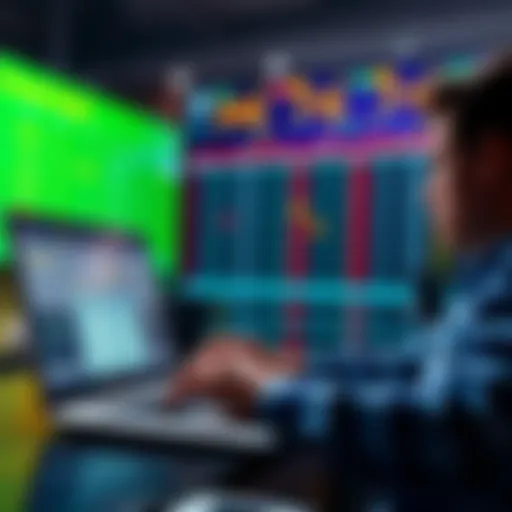 A person analyzing data on a laptop, with betting odds displayed on the screen, representing a tool that helps find the best betting locations.