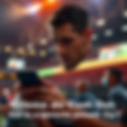 Person considering cash out during a live game A bettor looks at their phone while watching a sports game, weighing the decision to cash out their parlay bet.