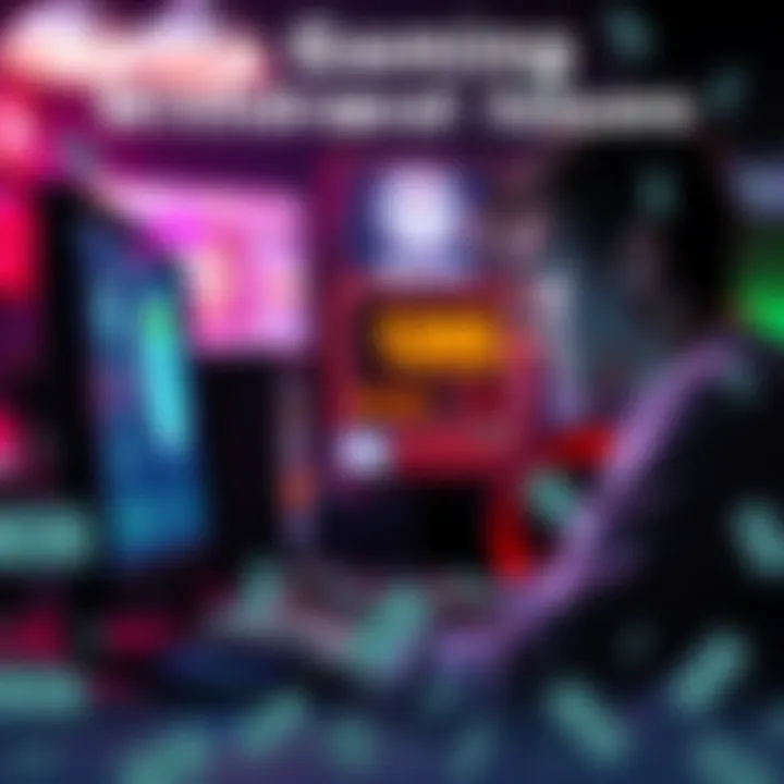 A frustrated player looking at their computer screen showing negative account balance and withdrawal problems on Betty Gaming, with cash symbol overlays indicating financial loss.