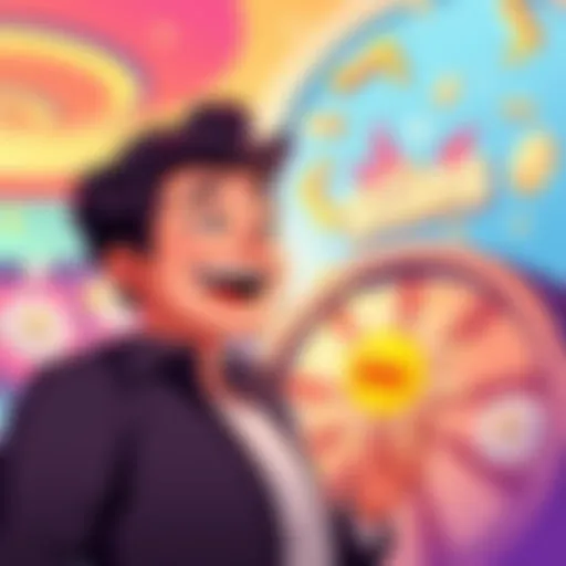 Illustration showing a person happily receiving bonus spins from the Betty referral program, with 100 spins in the background