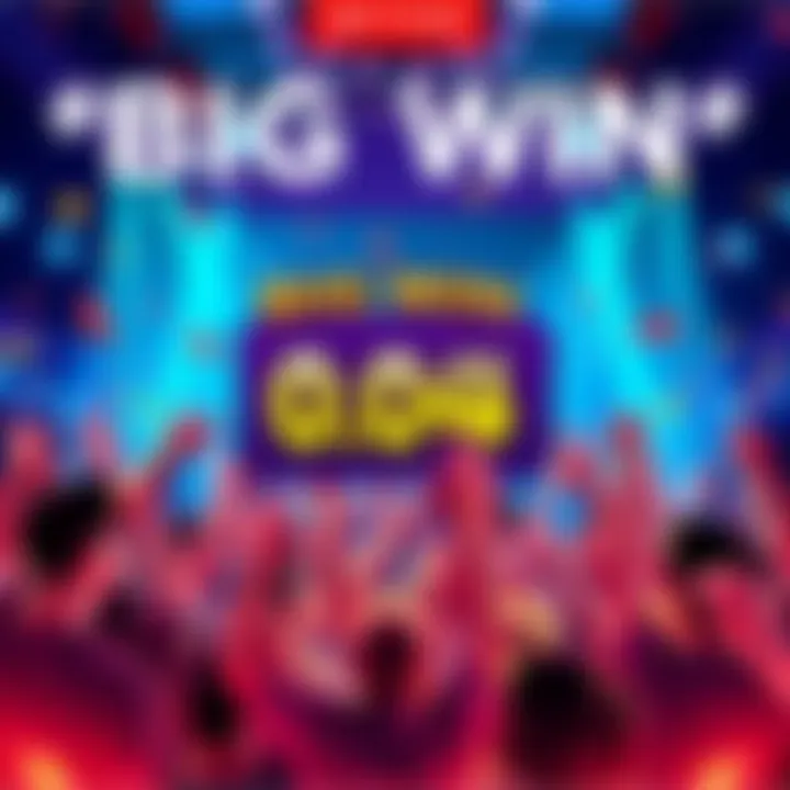 Big Win in Betting A jackpot ticket showing a winning amount with excited people celebrating around it.