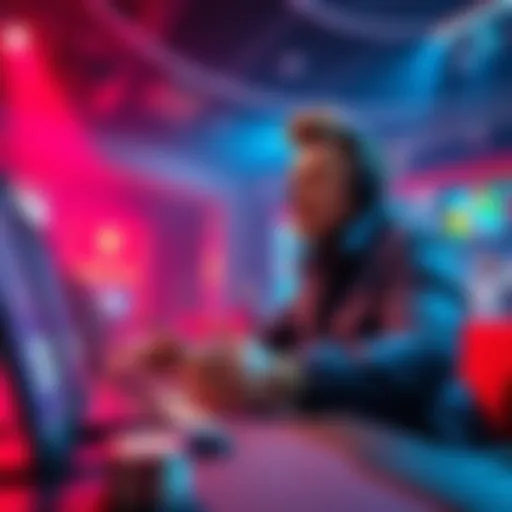 A person placing a large wager in a betting setting, showing excitement and money involved.