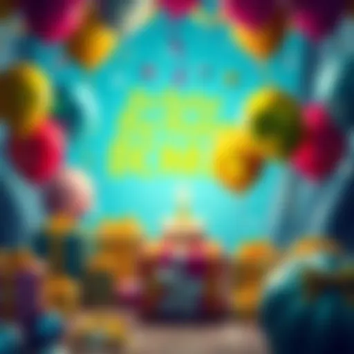 A festive scene with balloons and gifts symbolizing a birthday celebration for the bonus benefit.