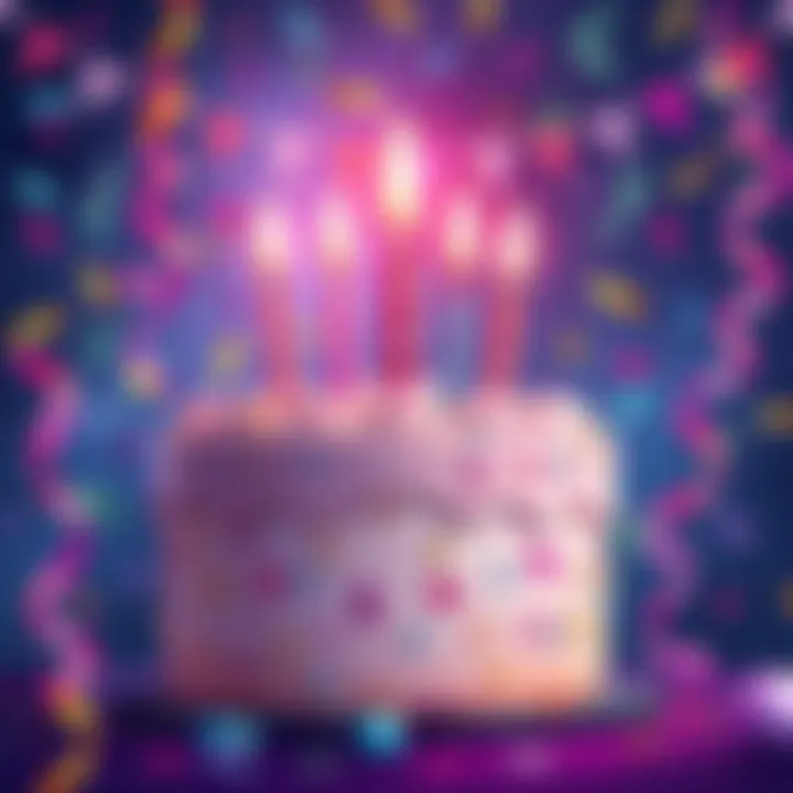 A festive illustration showing a birthday cake with candles and confetti, symbolizing a bonus celebration for users on Stake.