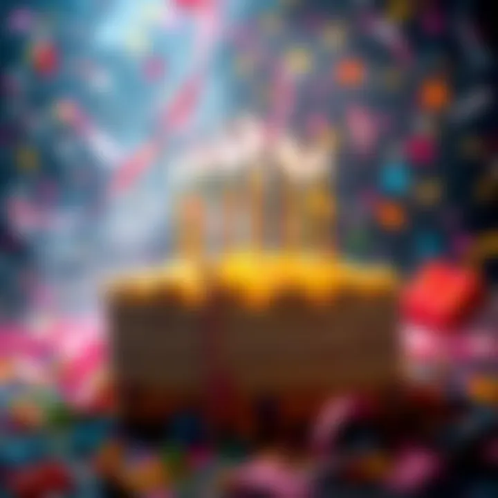 Celebration with birthday cake and confetti A festive birthday scene featuring a cake with candles, surrounded by colorful confetti, symbolizing the excitement of birthday bonuses in betting platforms.
