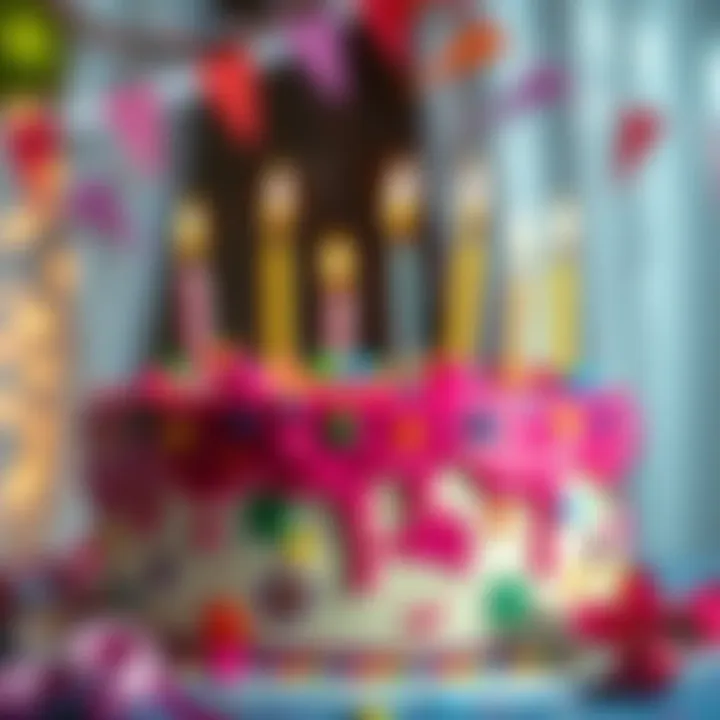 Colorful birthday cake with candles and festive decorations to celebrate the new birthday bonus