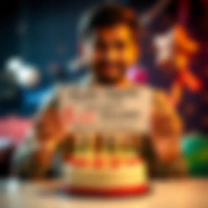 Individual holding a birthday cake with a sign asking for 10 dollars for their celebration