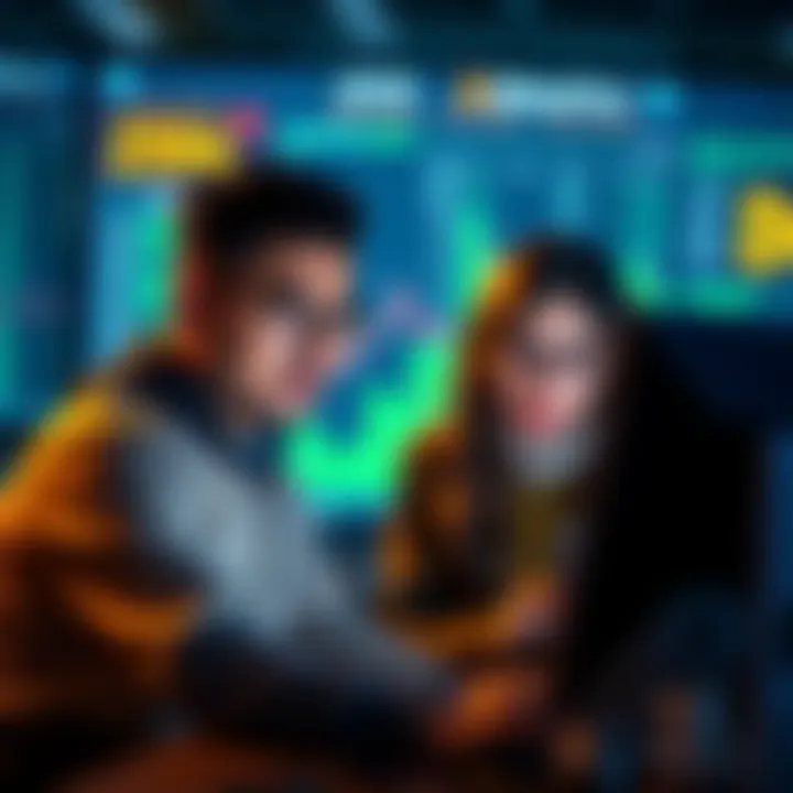 Concerned people looking at their Bitcoin transactions on a computer screen