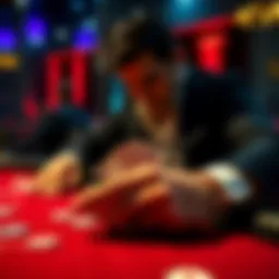 A blackjack dealer is seen sliding cards discreetly during a game, hinting at manipulation.