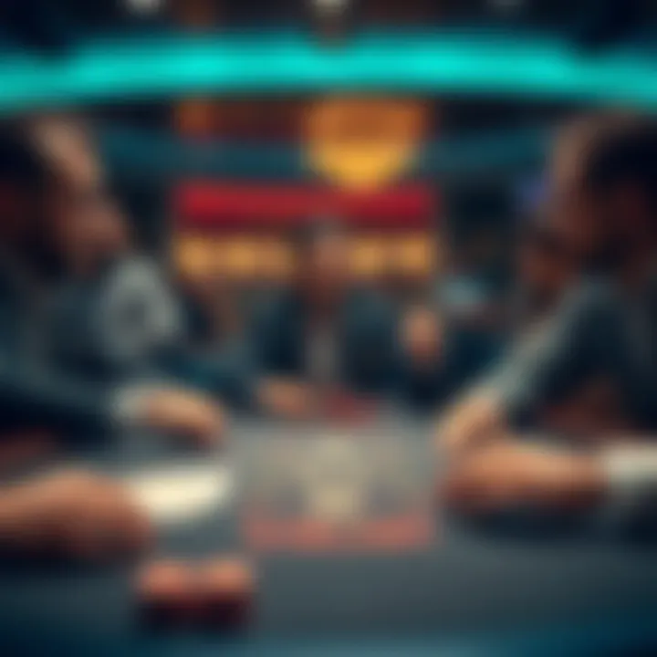 A blackjack dealer looks on as players react to a tense decision at the table.