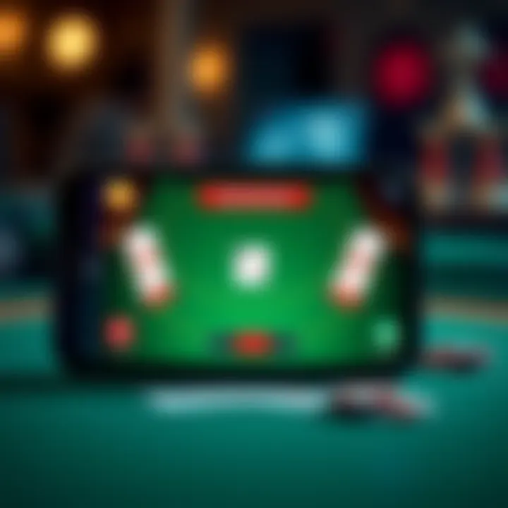 Blackjack App Screen A smartphone displaying a blackjack app interface with cards and betting options