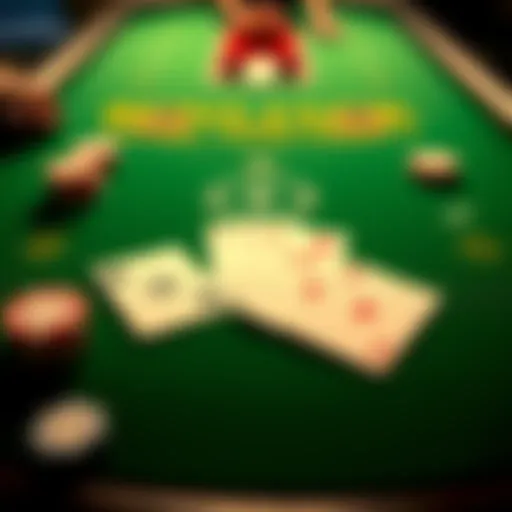 A blackjack table displaying a player's hand of 18 and the dealer's visible card of 6, highlighting a critical moment in the game.