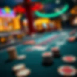 A close-up view of a blackjack table with cards and chips in a Colorado casino
