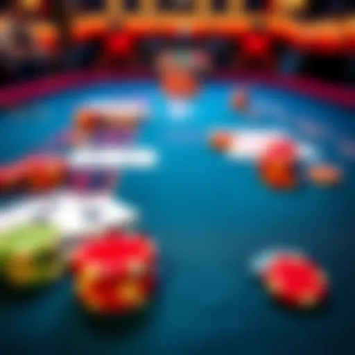 A close-up view of a Black Jack table showing chips and cards, representing a game in progress with a cashback offer.