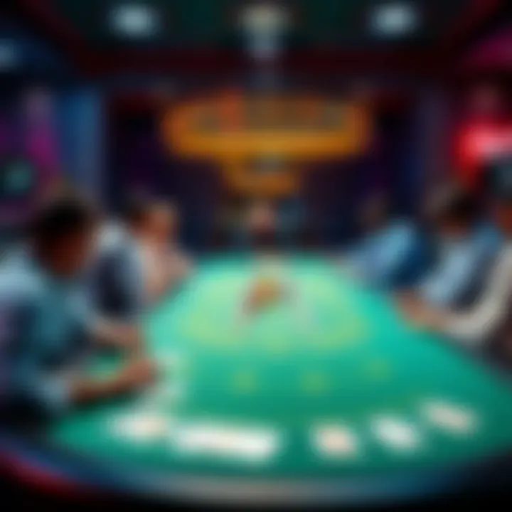 A blackjack table featuring a continuous shuffle machine, showing players engaged in the game.