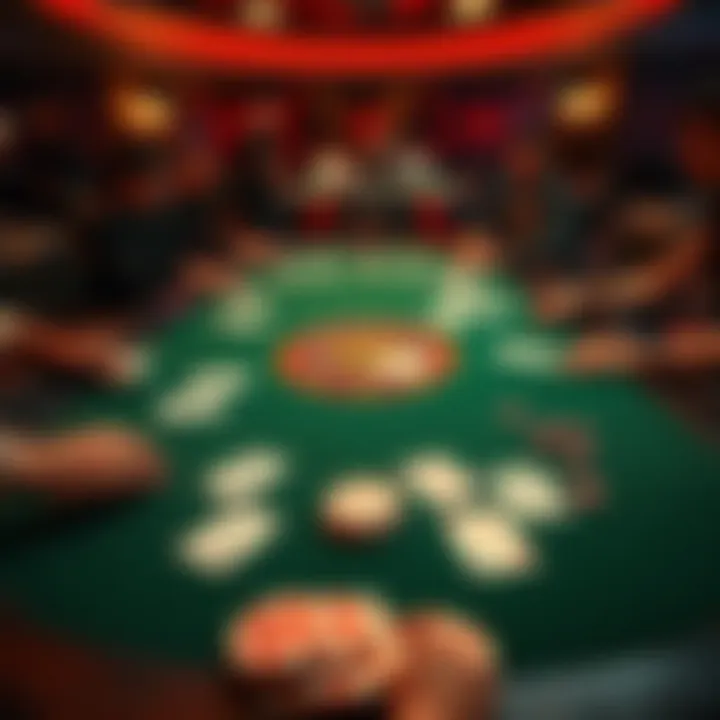 A blackjack table displaying two decks of cards, highlighting the difference between 2D and 8D formats, with players engaged in the game.