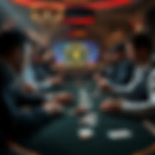 Blackjack Table Etiquette A group of players at a blackjack table observing proper etiquette during a game, with cards and chips visible