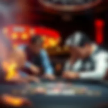 A tense moment at a blackjack table with a dealer and a frustrated player leaving their chips behind