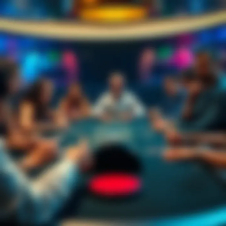 A group of people playing blackjack at a casino table, showing their focused expressions and cards in hand.