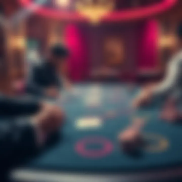 A blackjack table showing players making their moves without aces in the deck, emphasizing the game's strategy changes.