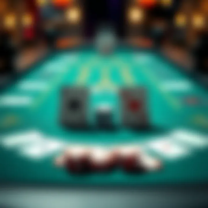 A blackjack table showing two winning hands with cards and chips on it