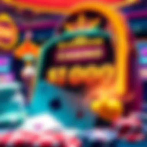 A colorful casino scene with a slot machine displaying a $1000 bonus, surrounded by playing cards and chips, reflecting excitement and curiosity.