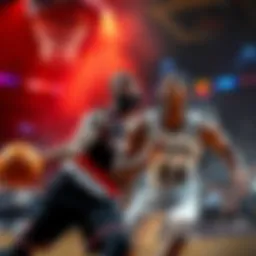 Players from the Blazers and Spurs in action during an exciting basketball game