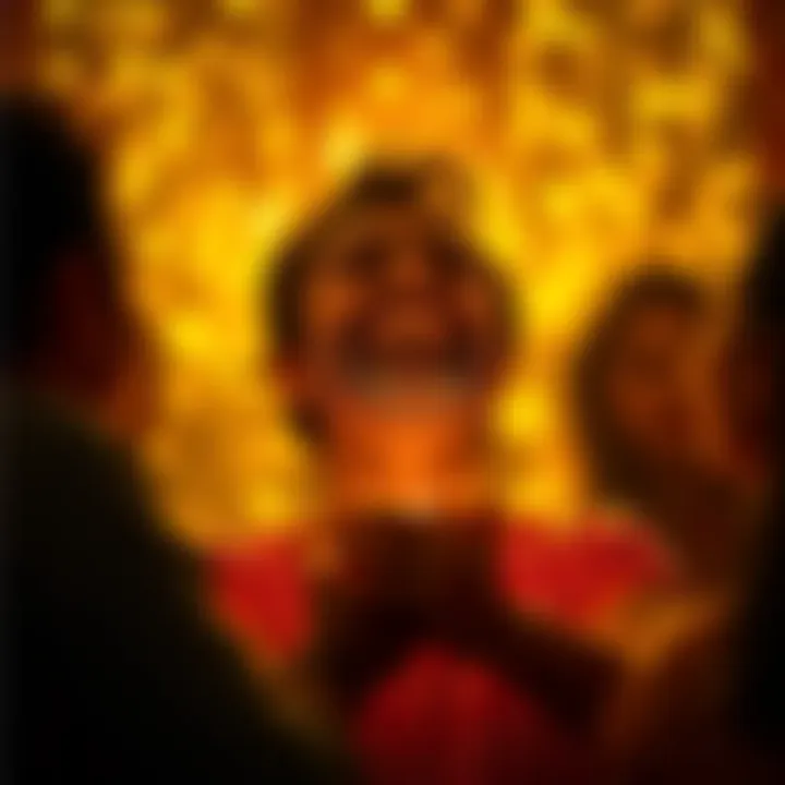 A person experiencing a heartfelt blessing, surrounded by warm light and joyful expressions.