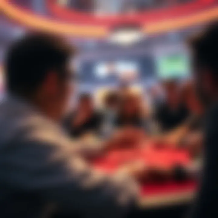 Blez passionately discussing a poker game with an audience engaged