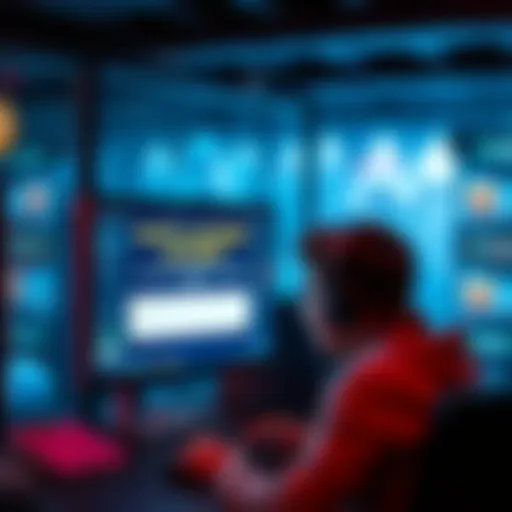 A player looking frustrated at a computer with a blocked account warning on the screen while trying to access online slots.