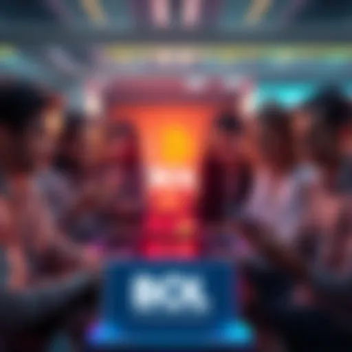 BOL Platform Overview A group of diverse people engaging with the BOL platform on laptops and phones, discussing opportunities for 2026.