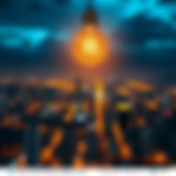 A light bulb over a city skyline, symbolizing innovation and viable solutions.