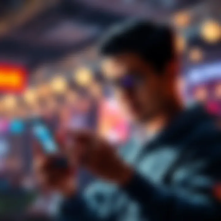 A person checking their phone with a message about a bonus after signing up, looking curious and waiting for confirmation.