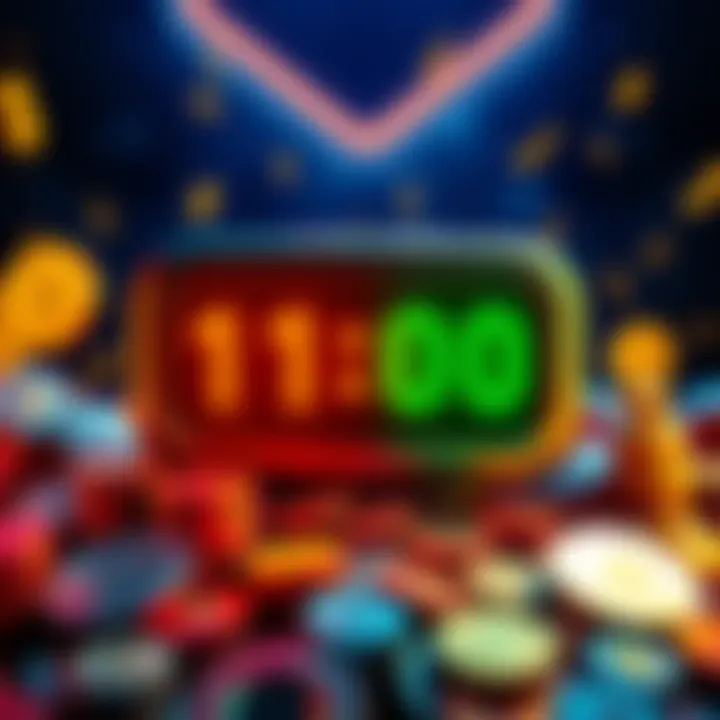 Upcoming bonus announcement A graphic showing a countdown timer indicating a bonus will be available soon, with coins and dollar signs around it.
