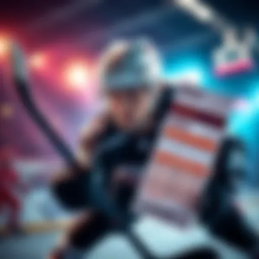 A visual representation of sports betting excitement, featuring a hockey player and a betting slip with winning odds.