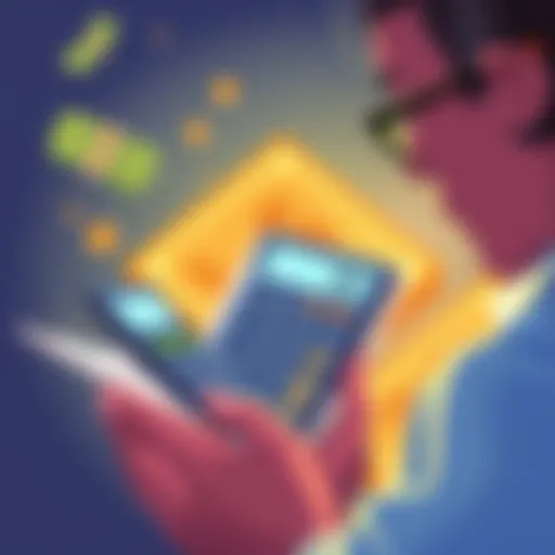 Illustration of a person examining a bonus offer with a calculator and money symbols in the background.