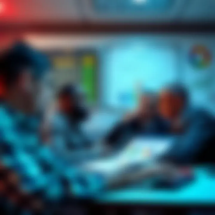 A group of bookmakers looking confused while analyzing betting odds on a whiteboard, with charts and graphs showing discrepancies