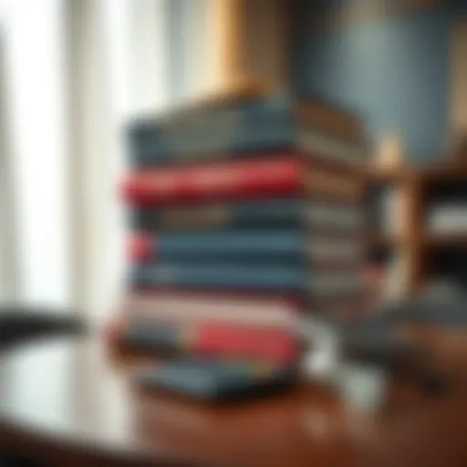 A stack of books about betting mathematics with a calculator and dice on a table