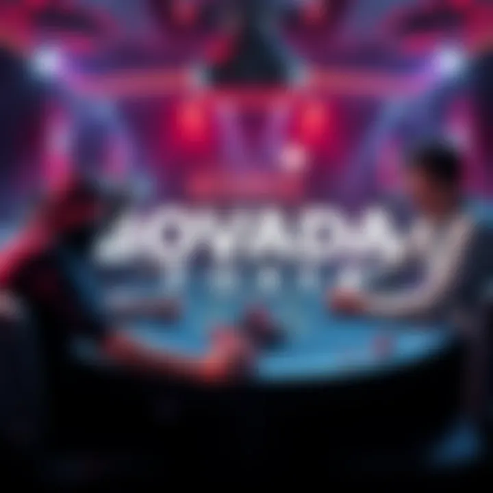 A graphic representation of a poker table with players looking suspicious, highlighting the controversy surrounding Bovada Poker.