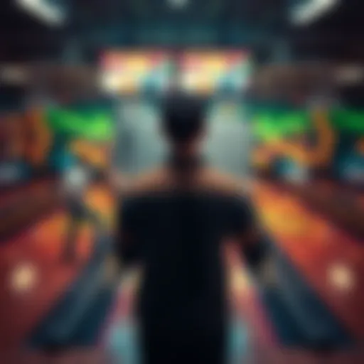 A person at a bowling alley holding a whiteboard, symbolizing planning and financial organization instead of gambling.