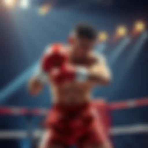A boxer striking an opponent with a powerful knockout punch in the ring, capturing the moment of impact.